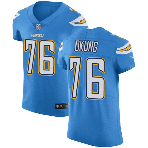 Nike Chargers #76 Russell Okung Electric Blue Alternate Men's Stitched NFL Vapor Untouchable Elite Jersey - Click Image to Close